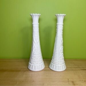 Vintage Anchor Hocking milk glass vases 1950s